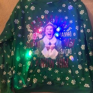 Elf Christmas sweater with battery powered lights